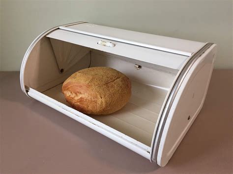 old fashioned style curved top white metal bread box|old fashioned wooden bread box.